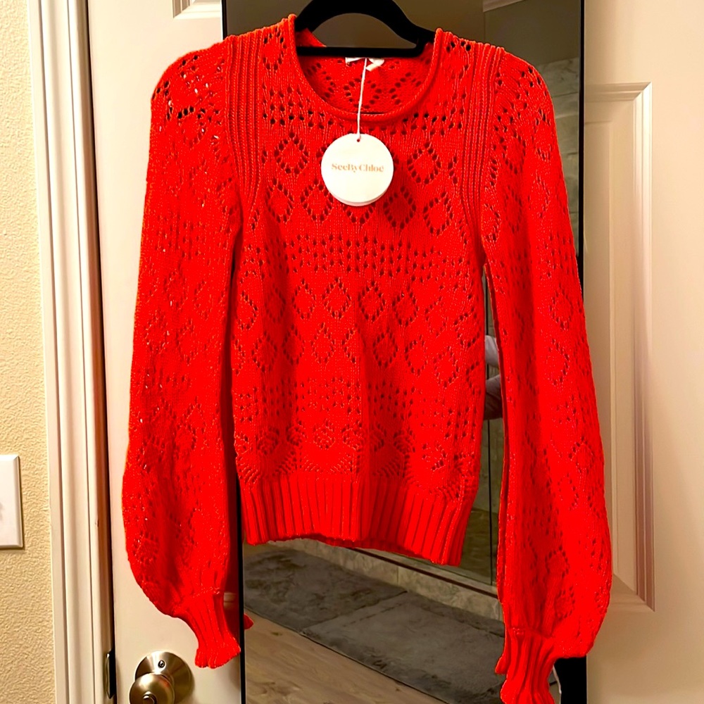 SeeByChloe knit orange sweater